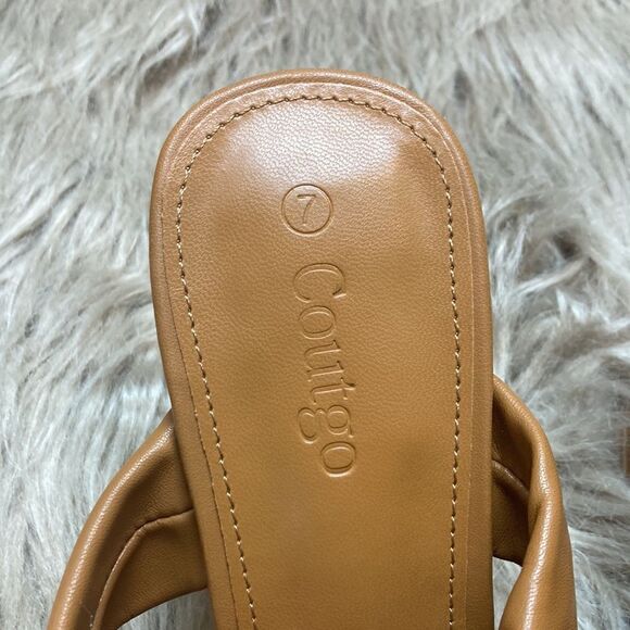 Coutgo Scrunch Stretch Strap Chunky Heeled Slip on Slides Backless Block Sandals - Picture 6 of 8